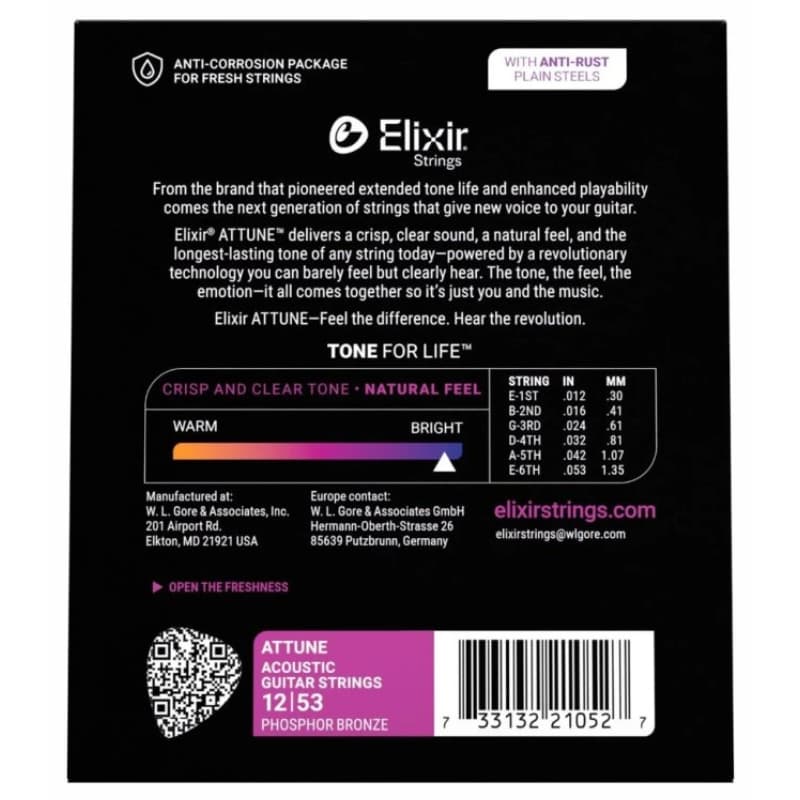 Elixir ATTUNE Acoustic 21052 (012-053) back